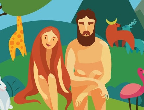 Adam and Eva in Eden Garden