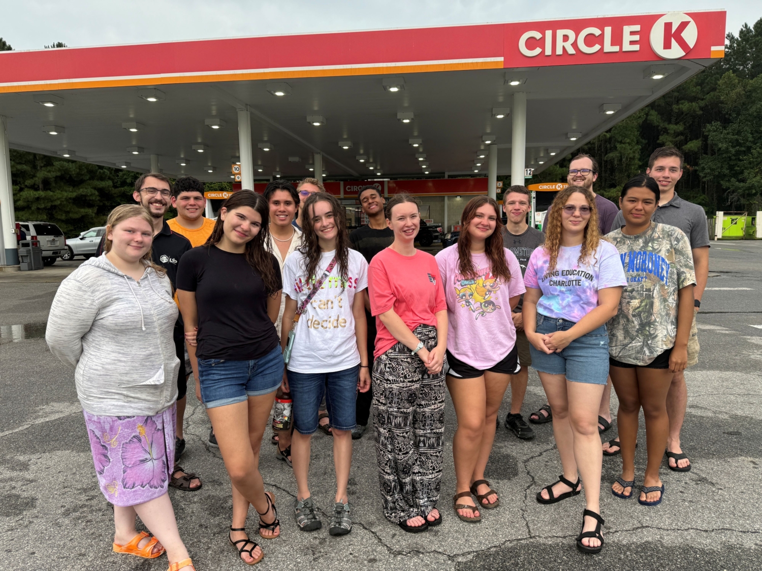 Group Picture of Students at the Gas Station After on the Way Back from the Beach