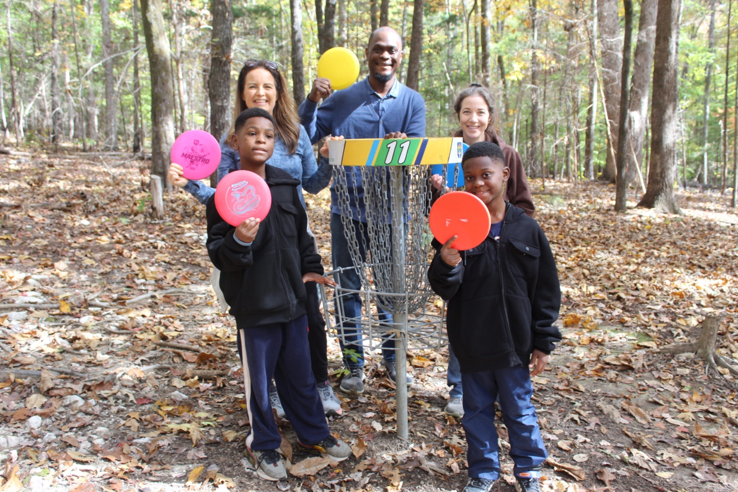 Church brethren playing disc golf